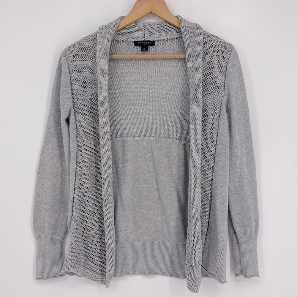 Banana Republic Factory Open Knit Cardigan Sweater Women's Size Small in Gray